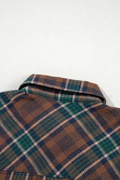 Brown plaid shacket with pockets