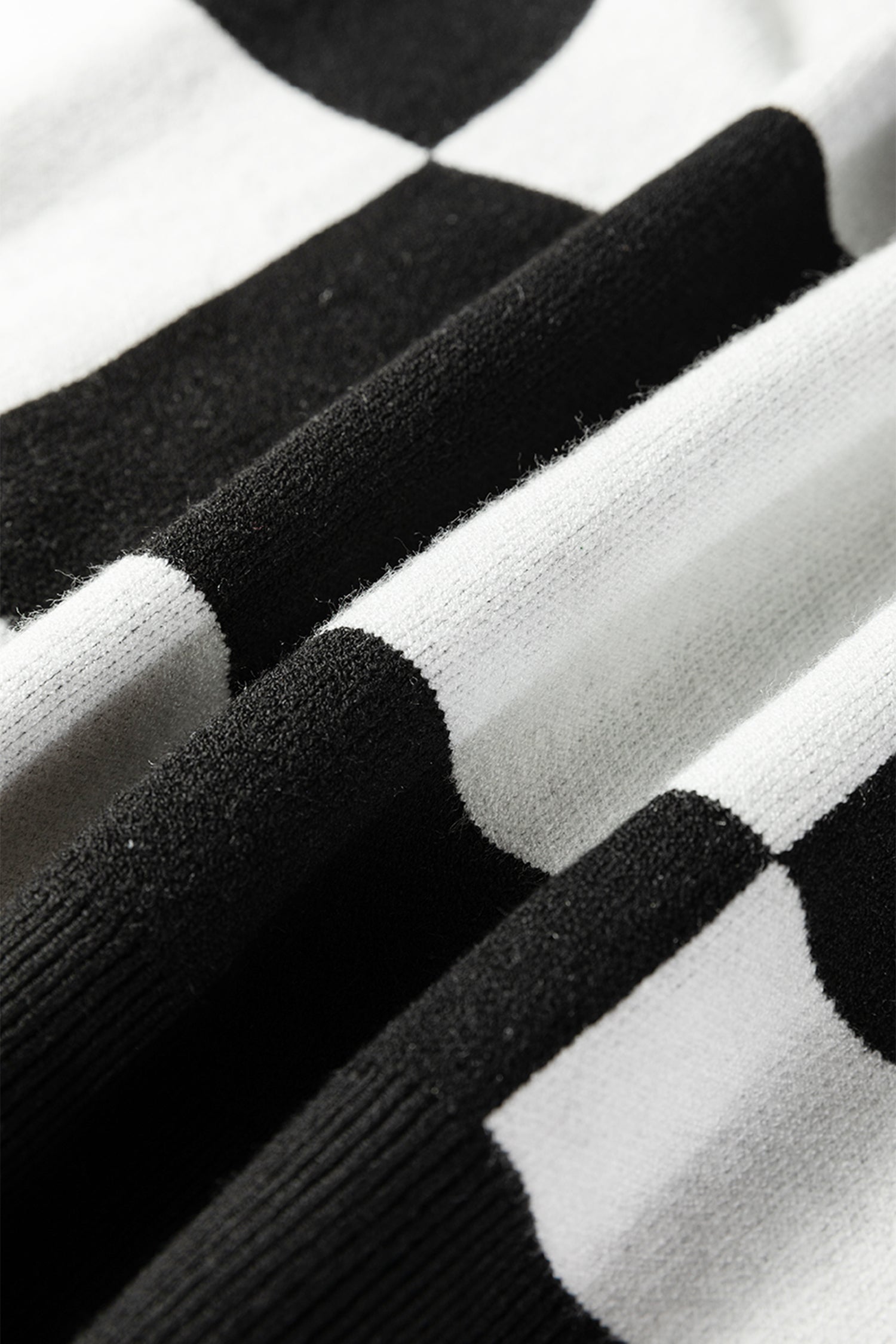 Black Checkered Pattern Loose Drop Shoulder Half Sleeve Knit Sweater For Women Dear-Lover Dropshipping