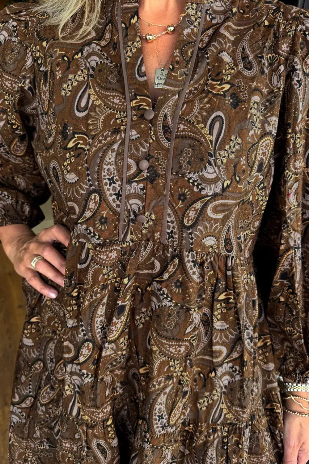 Paisley Print Notched Mini Dress Simply Love