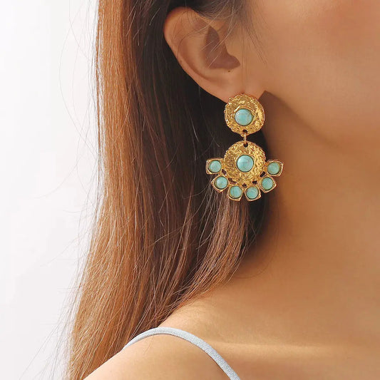 18K Gold-Plated Turquoise Dangle Earrings Simply Love