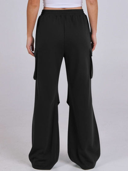 Wide-Leg Comfort Pants with Elastic Waist and Pockets