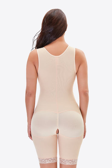 Full Size Lace Trim Shapewear with Zipper.