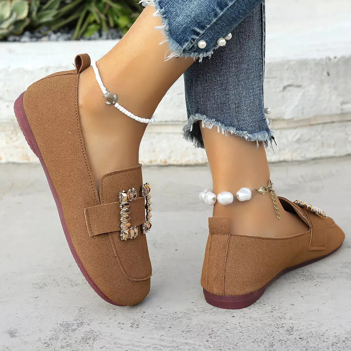 Decor Buckle Round Toe Slip-On Simply Love
