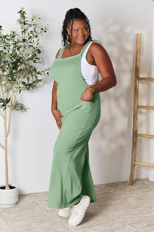Double Take Full Size Wide Strap Overall with Pockets - Love Salve