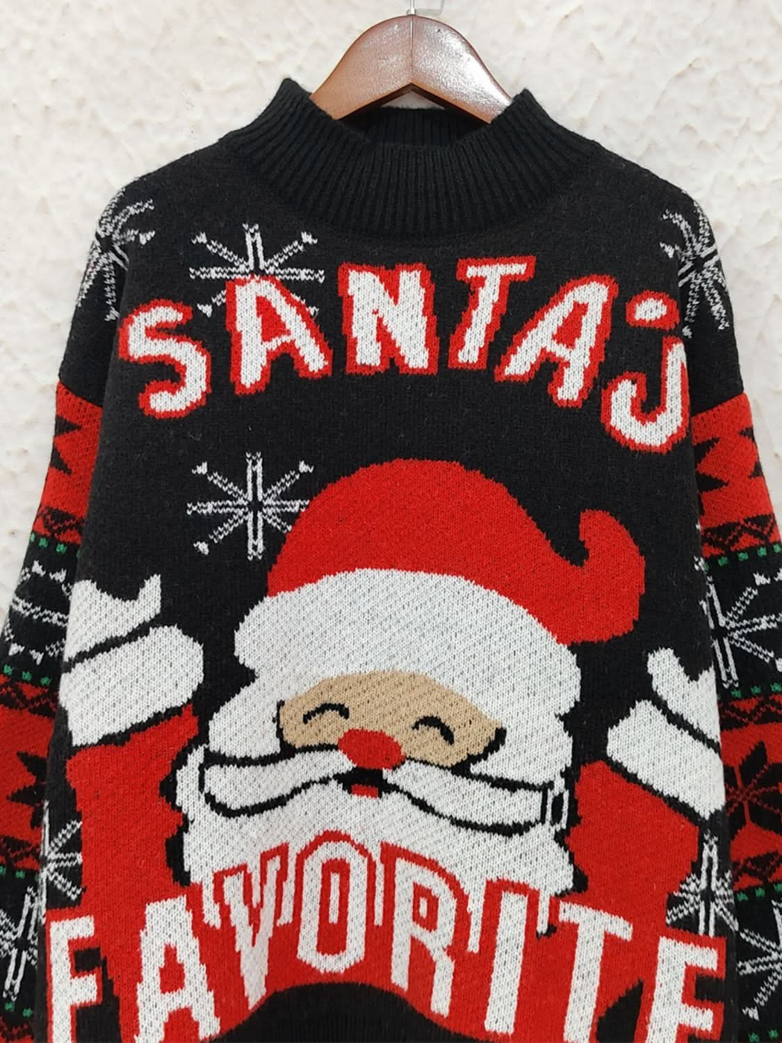 Santa Mock Neck Long Sleeve Sweater