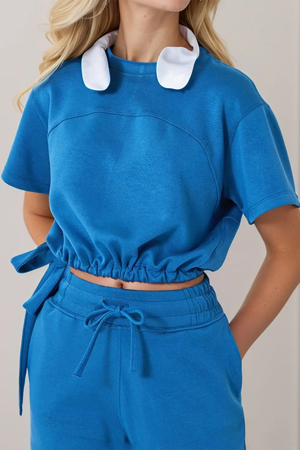 Basic Bae Drawstring Hem Air Scuba Round Neck Short Sleeve T-Shirt - Love Salve