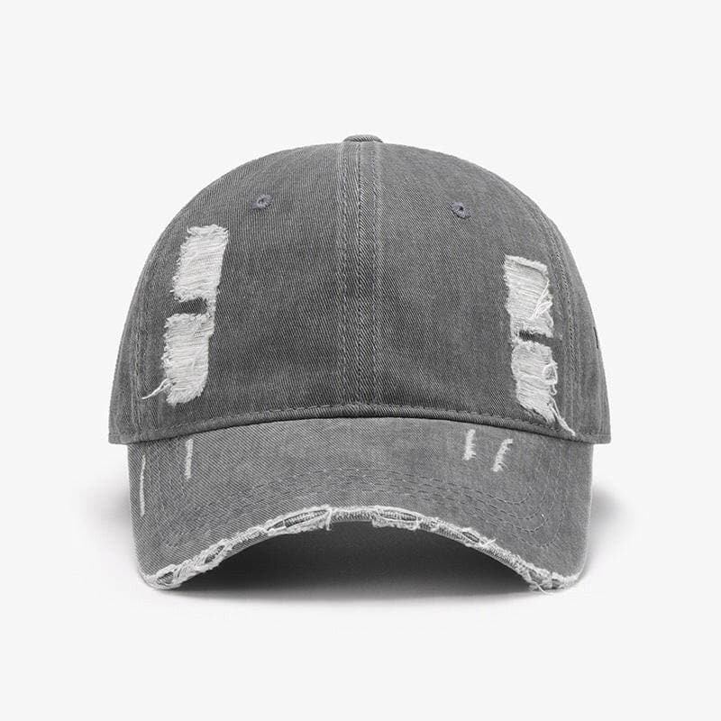 Distressed Adjustable Cotton Baseball Cap.