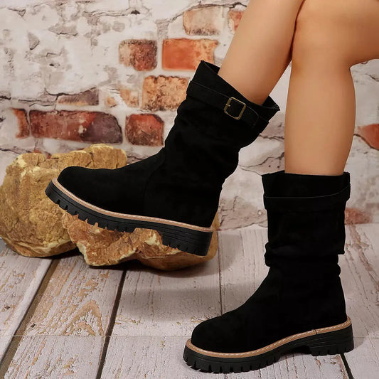 Buckle Accent Slouch Boots Simply Love