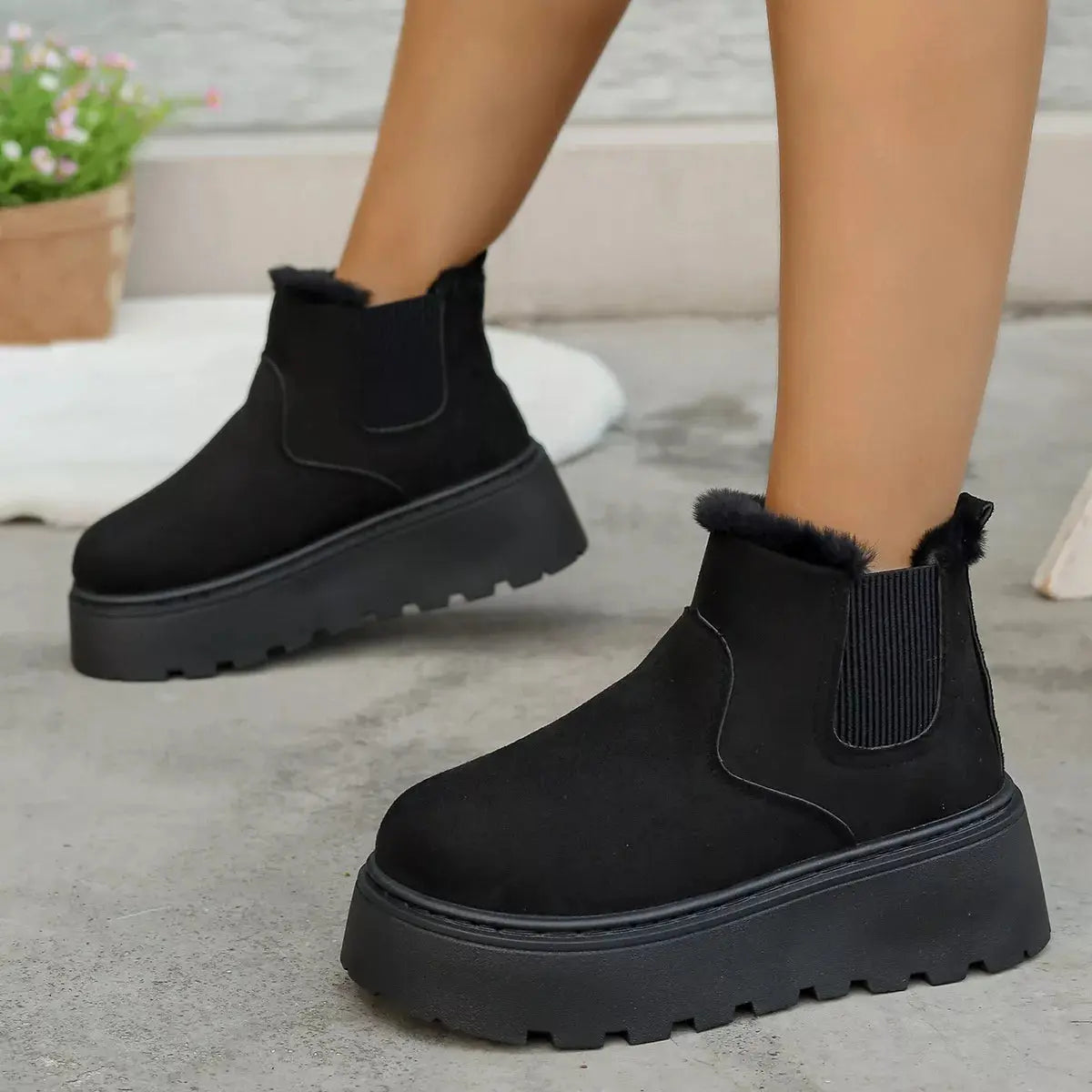 Fur Lining Platform Boots Simply Love