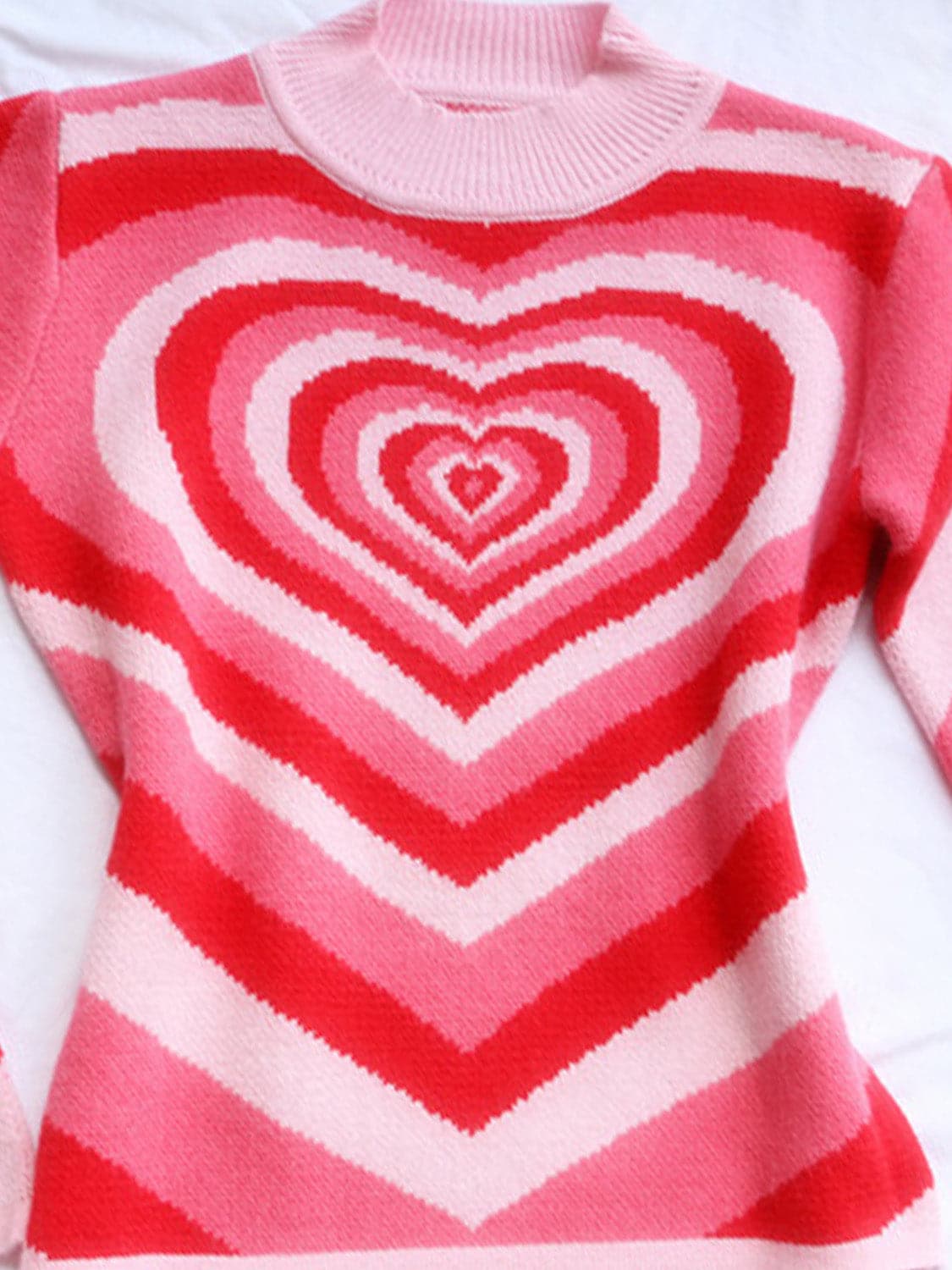 Heart Mock Neck Long Sleeve Sweater.