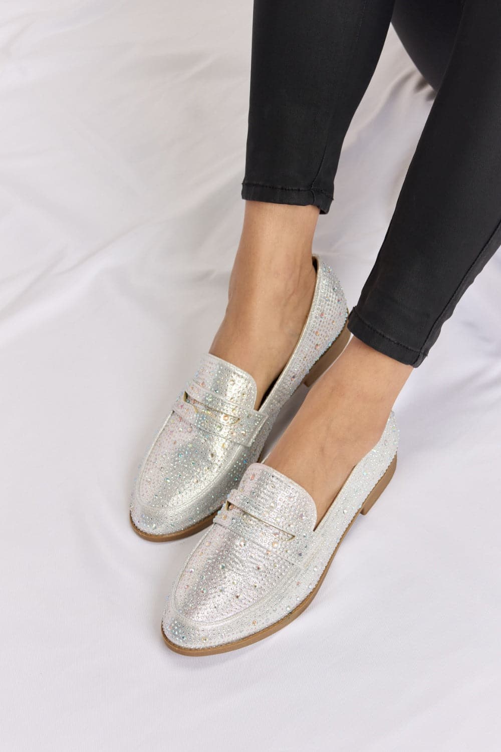 Forever Link Rhinestone Point Toe Loafers.