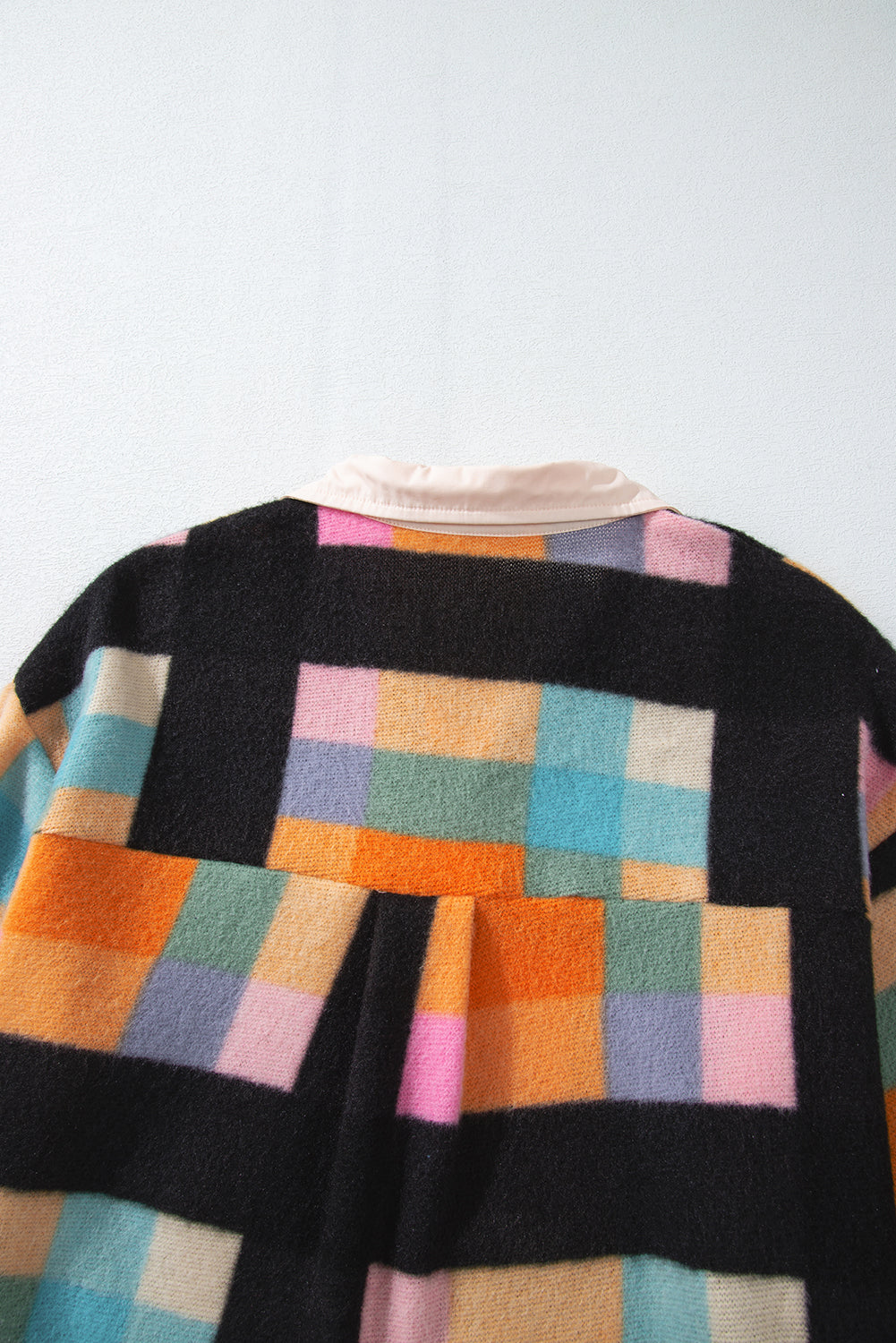 Cozy checkered sherpa henley sweatshirt for plus sizes