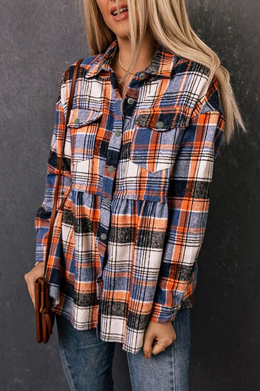 Chic ruffled plaid shirt jacket in multiple colors