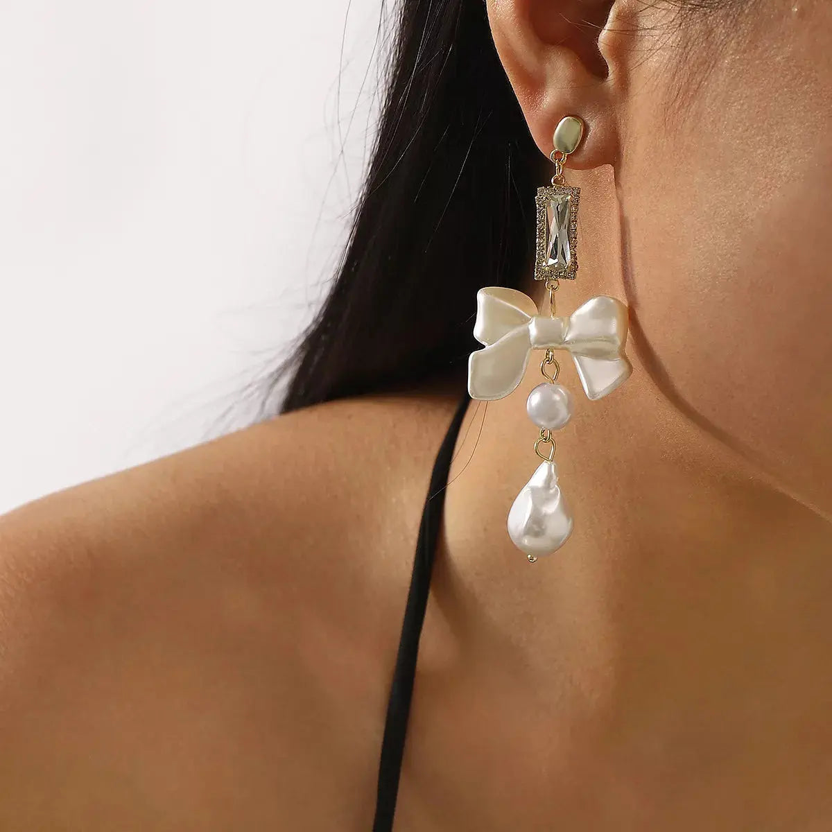 Bowknot Pearl Drop Earrings Simply Love