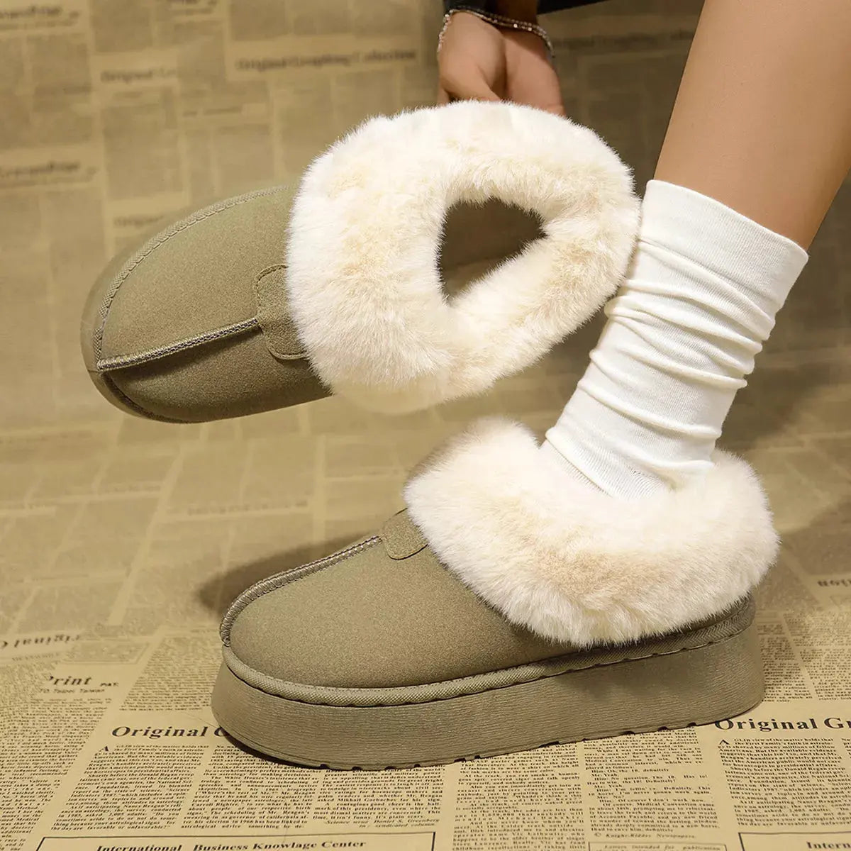 Fuzzy Platform Ankle Boots Simply Love