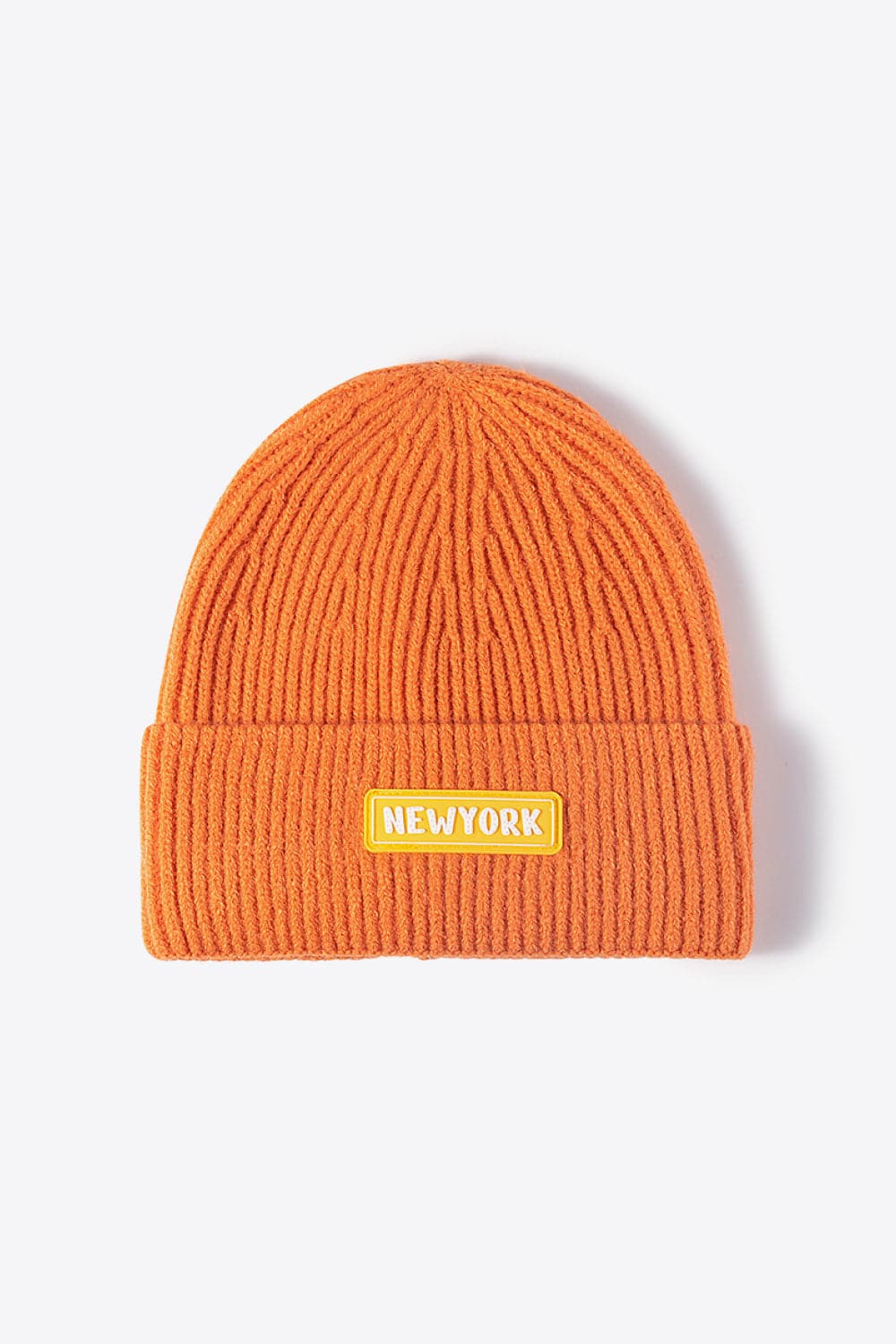 NEWYORK Patch Rib-Knit Cuffed Beanie.