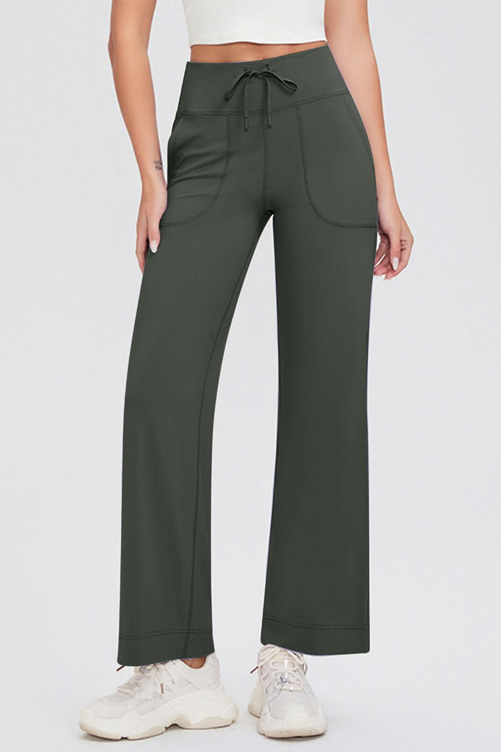 Essential Comfort Drawstring High Waist Pants with Pockets