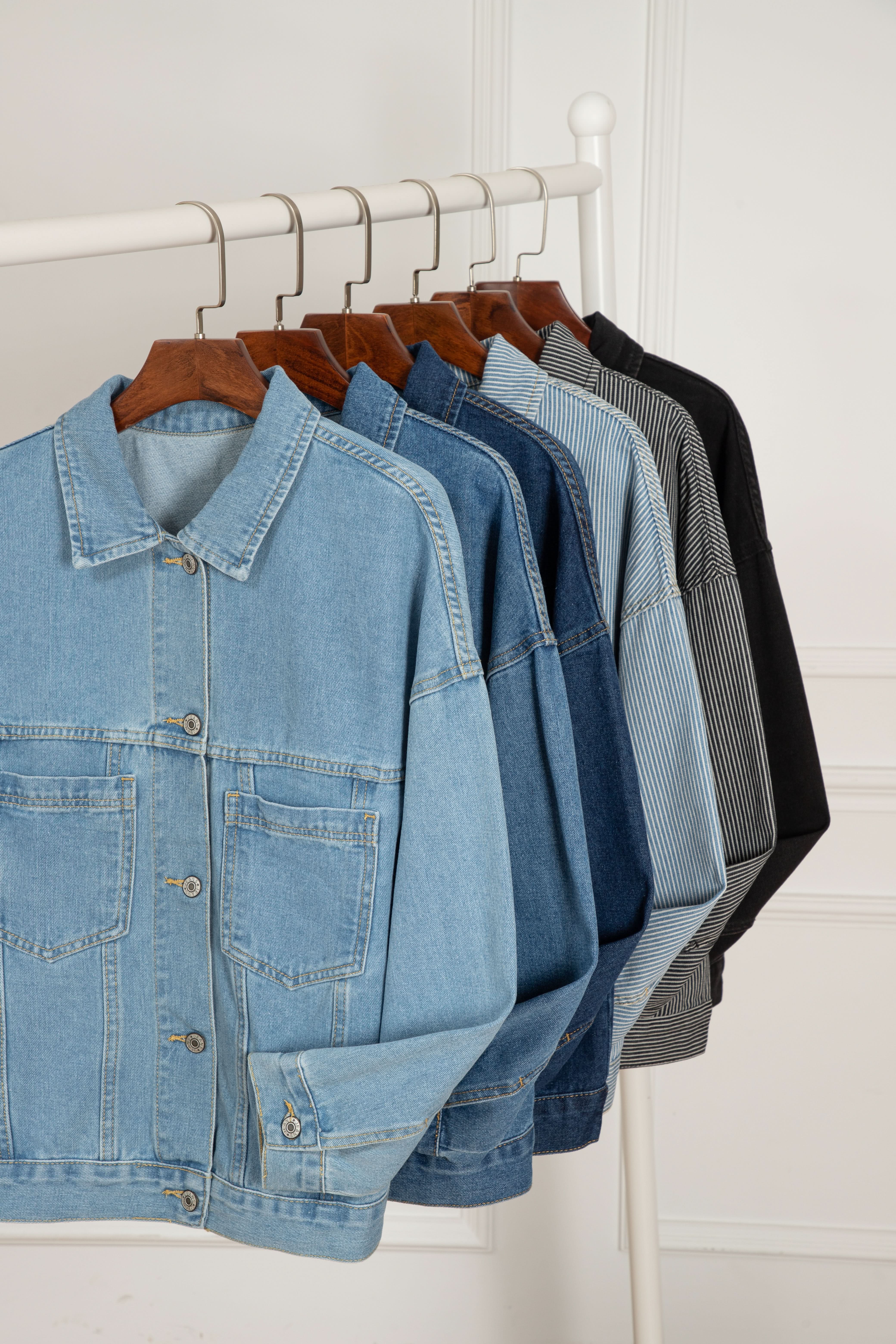Wild Wind Washed Oversize Pocketed Denim Jacket - Love Salve 