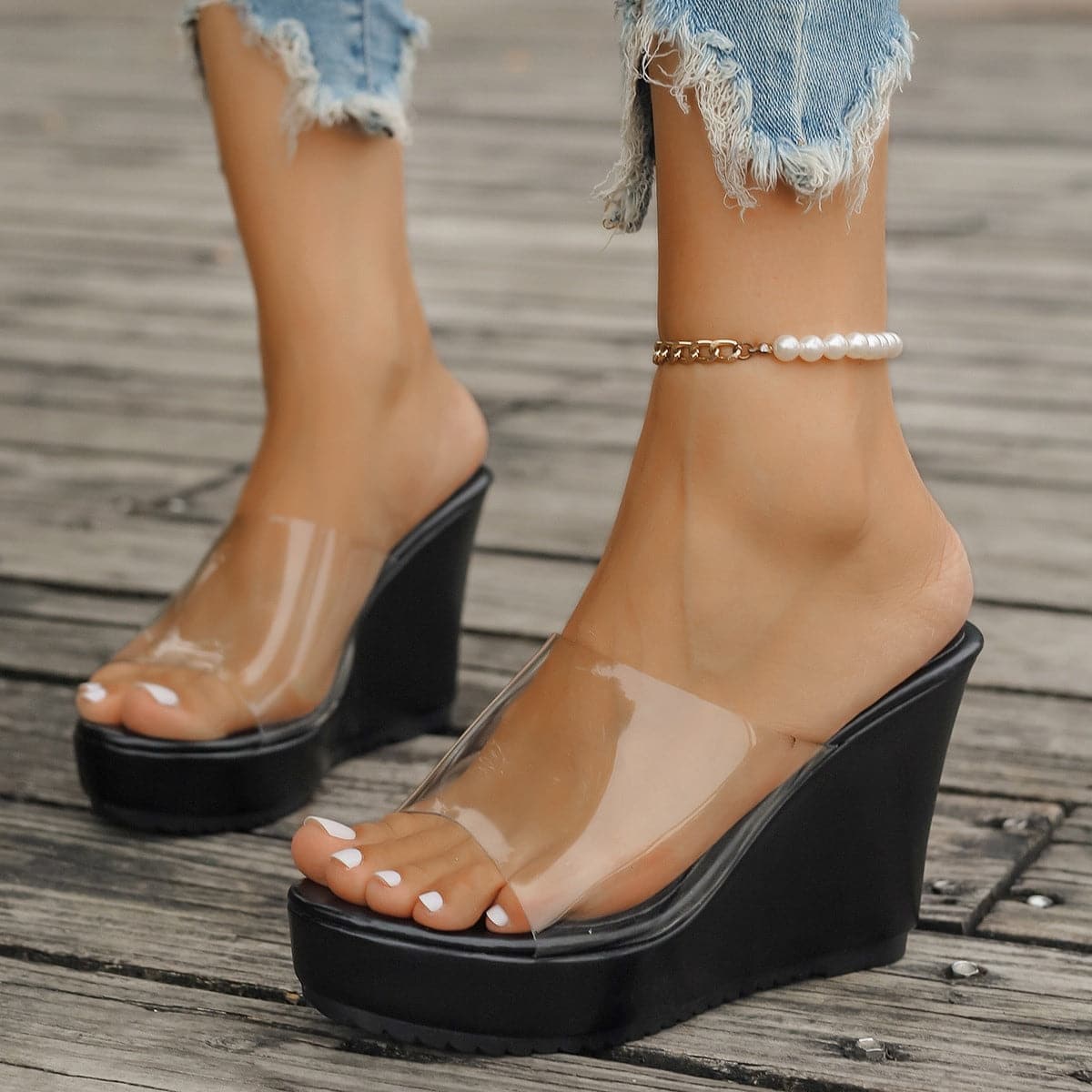 Open Toe Wedge Sandals.