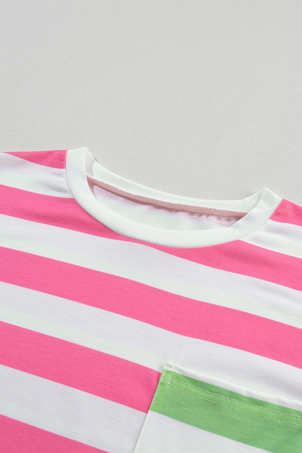 Chic pink striped drop sleeve tee