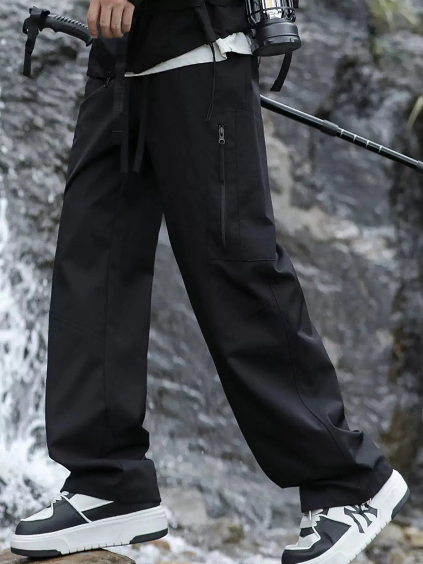 Men's Plus Size Relaxed Fit Cargo Pants with Zipper Pockets Simply Love