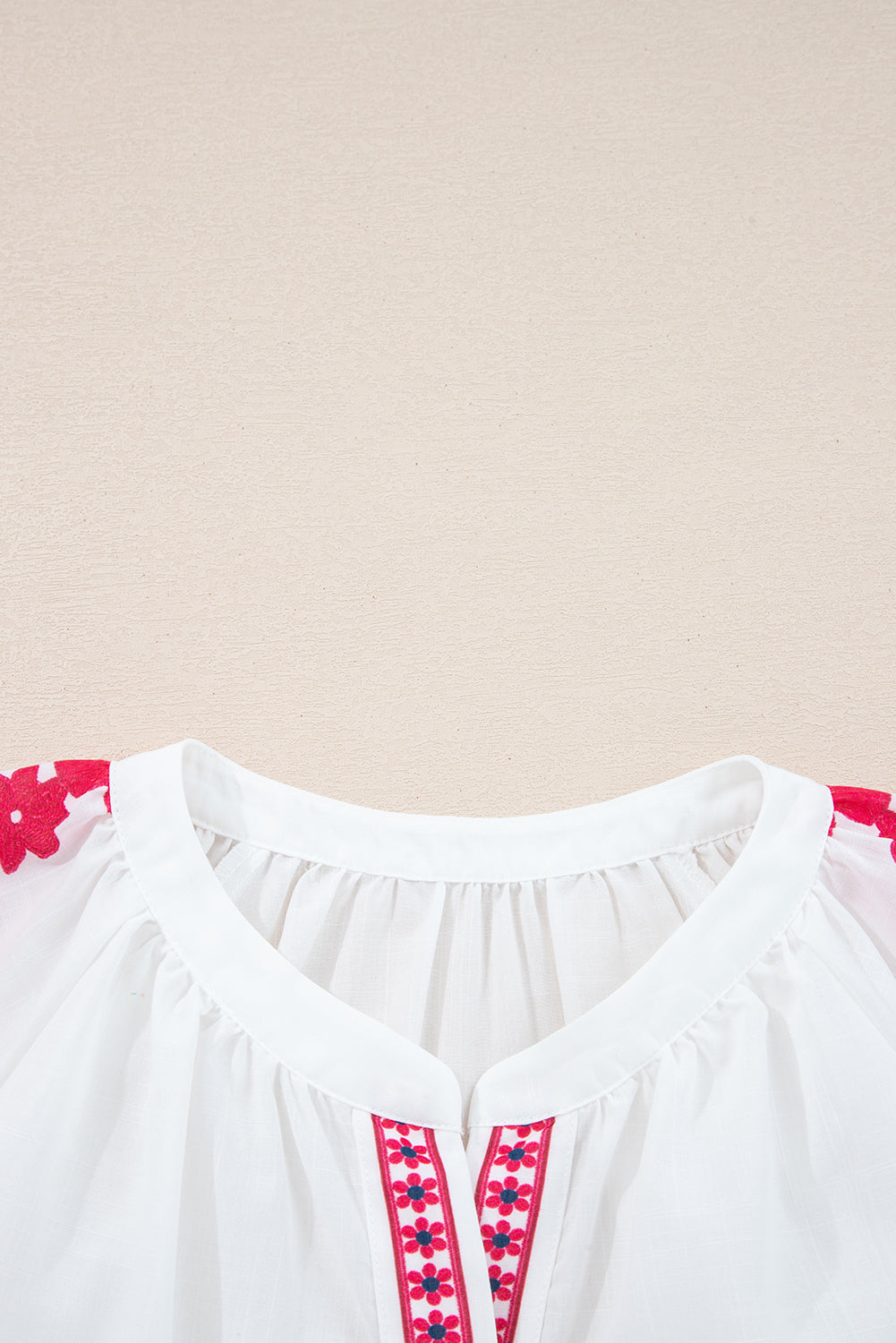 Premium White Floral Embroidered Puff Long Sleeve Casual Shirt