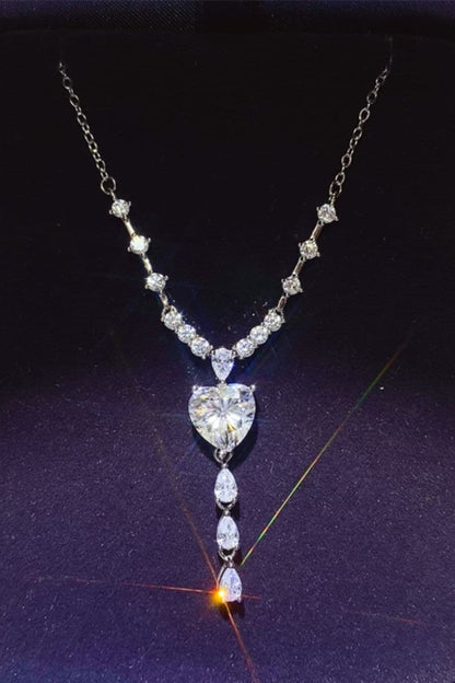 3 Carat Moissanite 925 Sterling Silver Drop Necklace.