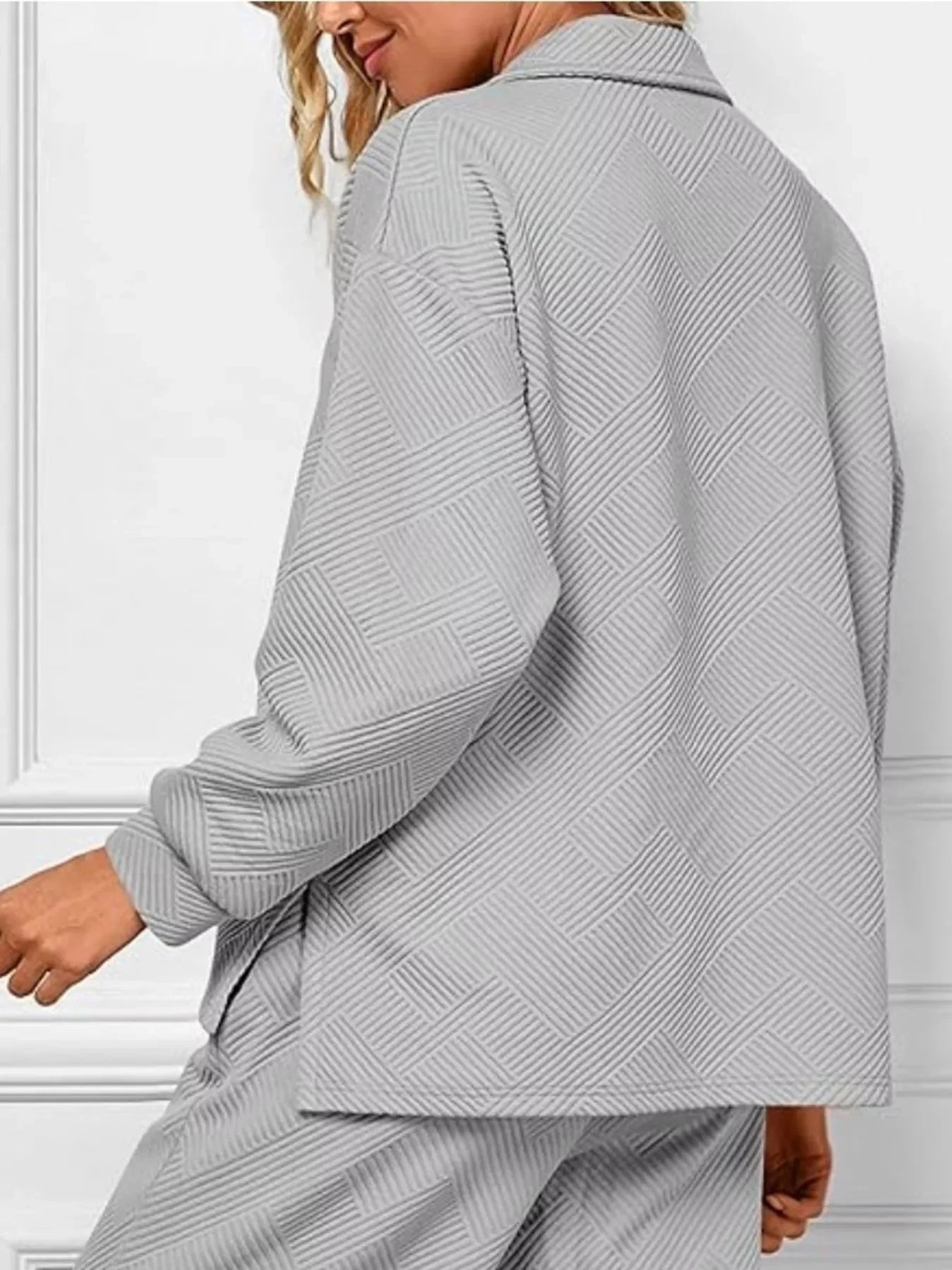 Side Slit Textured Top and Drawstring Pants Set Coco’s Tee Boutique