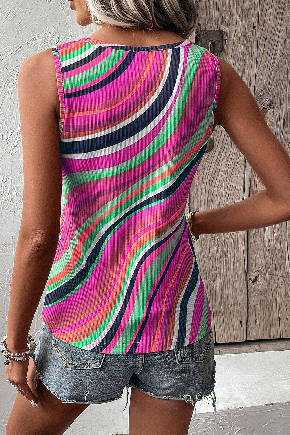 Chic purple striped tank top