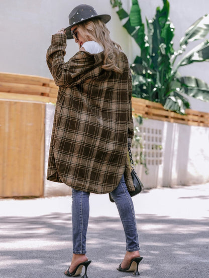 Plaid Button Up Long Sleeve Shacket.