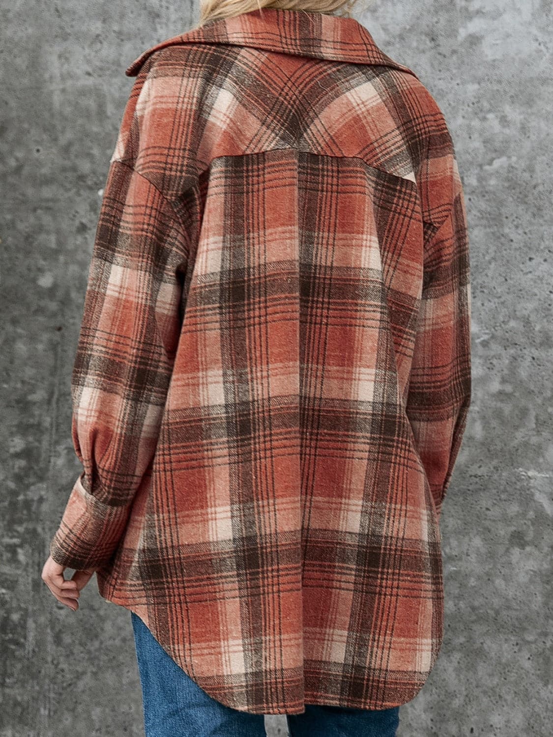 Plaid Button Up Long Sleeve Jacket.