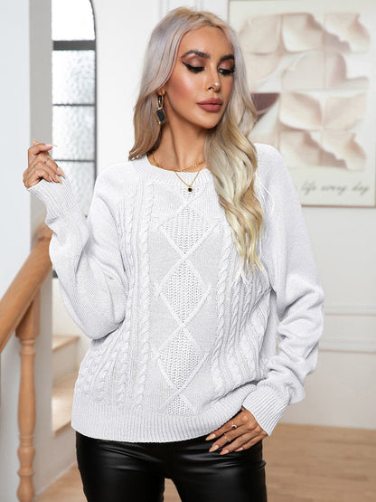 Cable-Knit Long Sleeve Sweater.