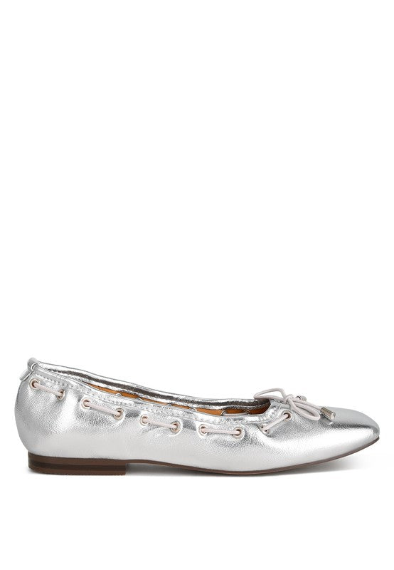 Marlow metallic bow ballerinas