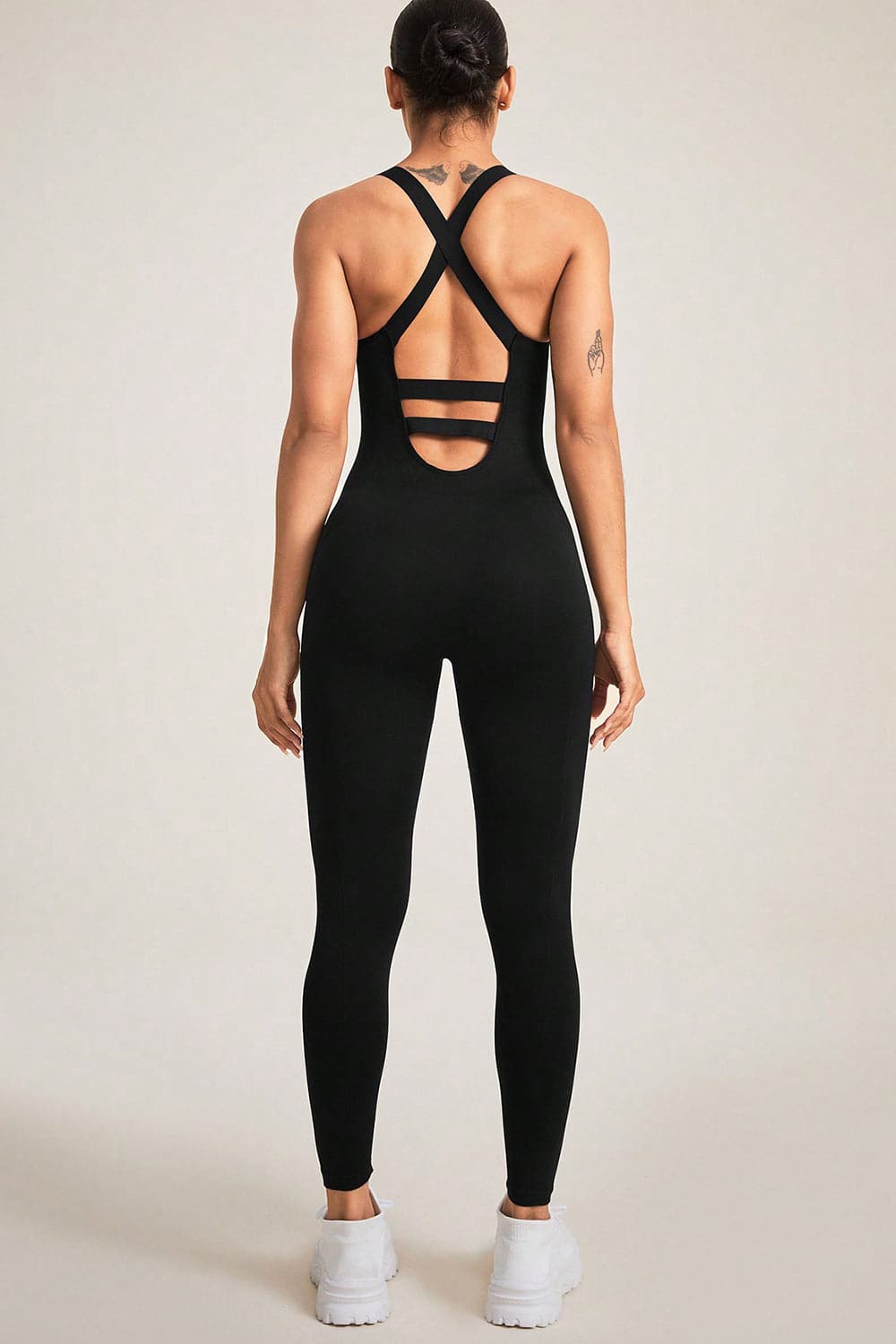 Crisscross Wide Strap Jumpsuit.