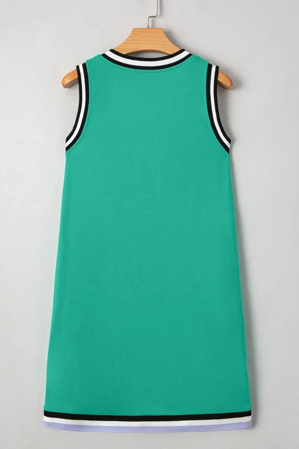 Color Contrast Trim V Neck Shift Sleeveless Mini Dress Simply Love