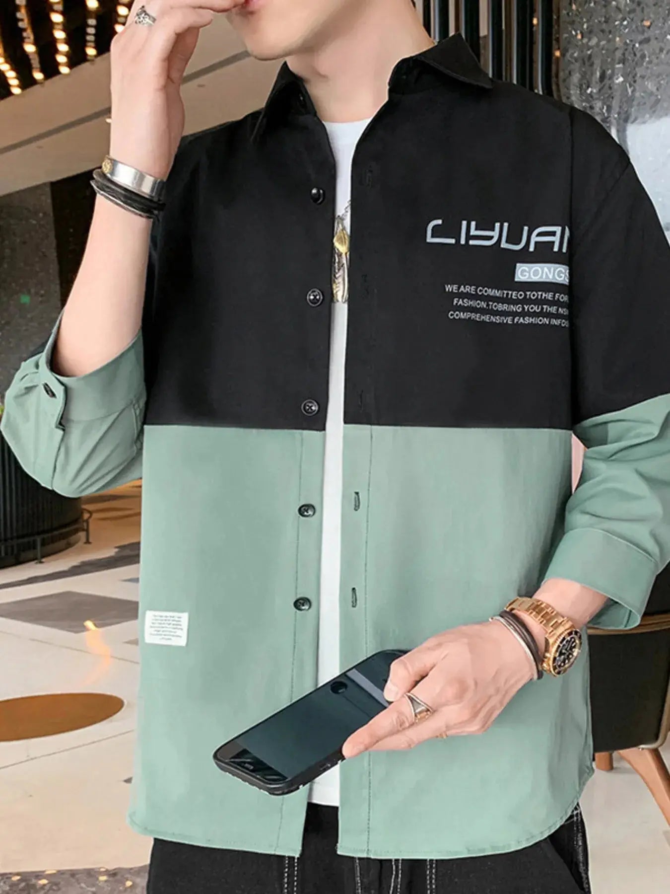 Children's Plus Size Two-Tone Casual Button-Down Shirt Simply Love