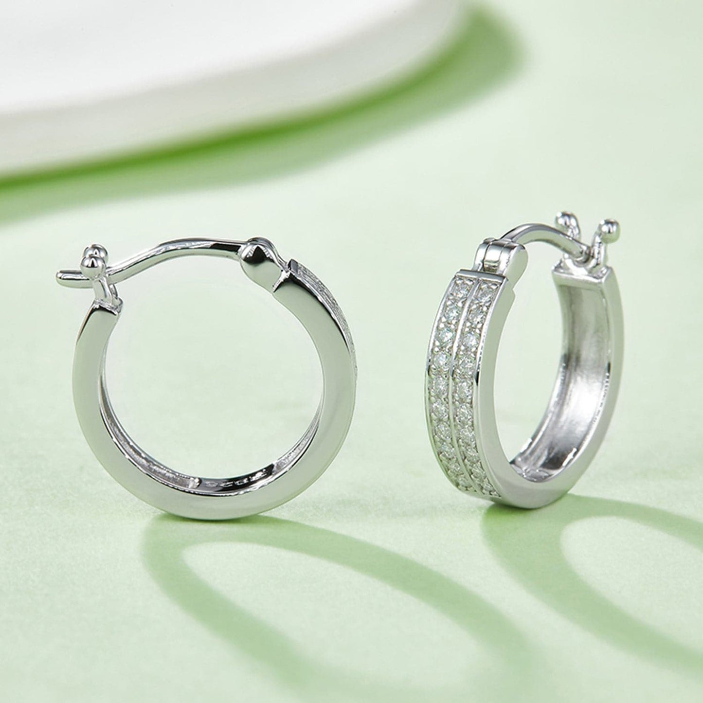 Moissanite 925 Sterling Silver Huggie Earrings.