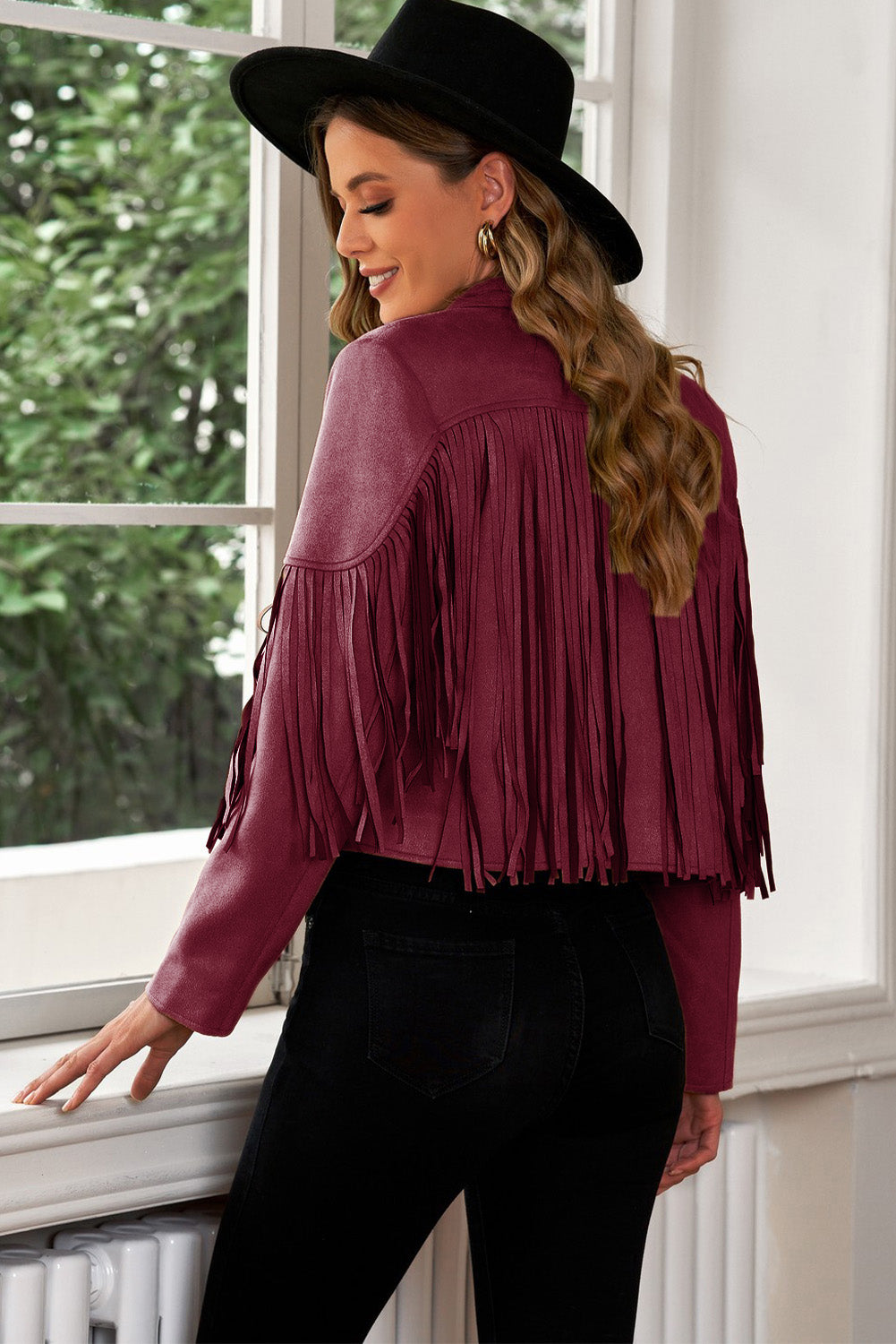 Fringe Trim Lapel Collar Cropped Blazer Coco’s Tee Boutique