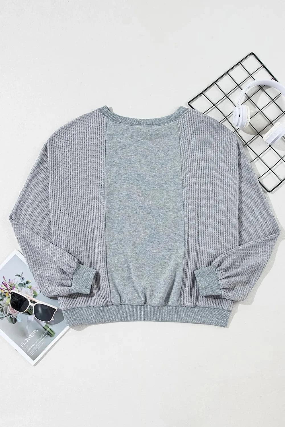 Waffle-knit long sleeve top with style