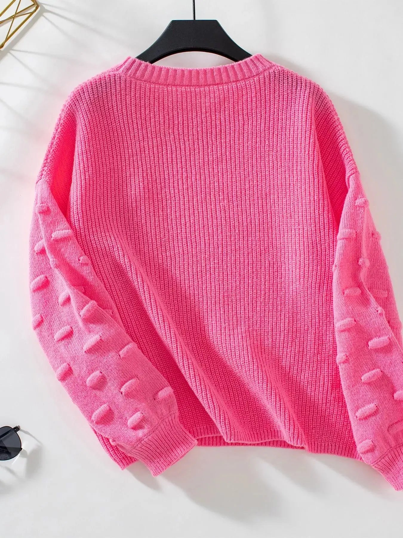 Pocket Detail Round Neck Sweater Simply Love