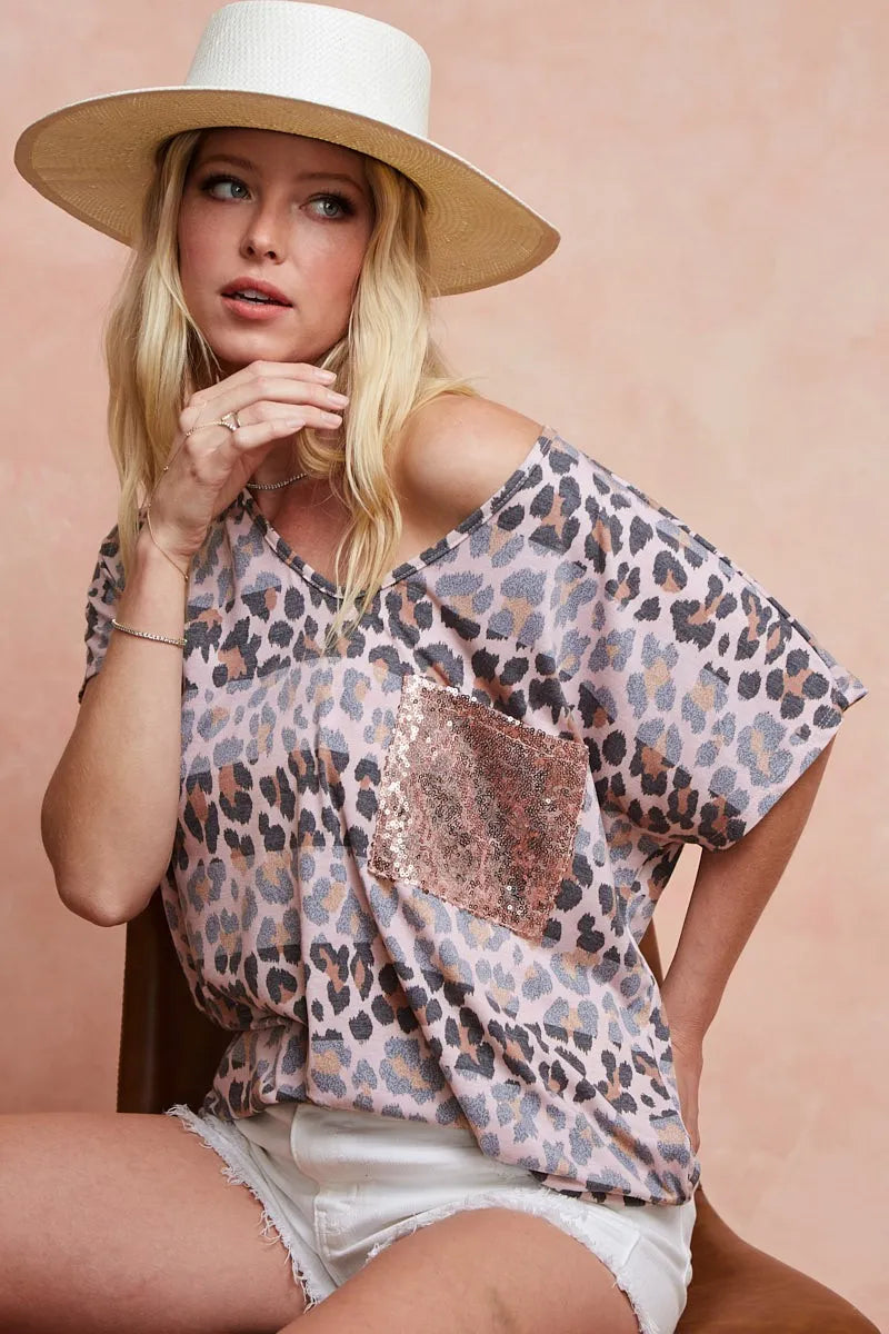 BiBi Leopard Stripe Printed Jersey T-Shirt - Love Salve 