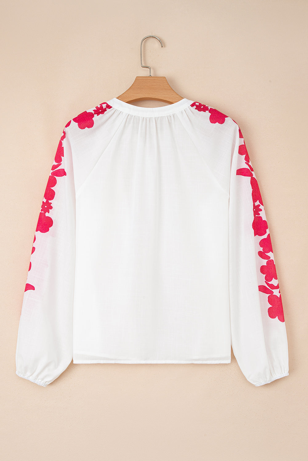 Premium White Floral Embroidered Puff Long Sleeve Casual Shirt