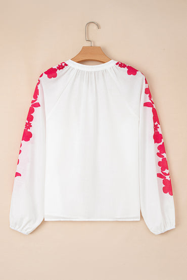 Premium White Floral Embroidered Puff Long Sleeve Casual Shirt
