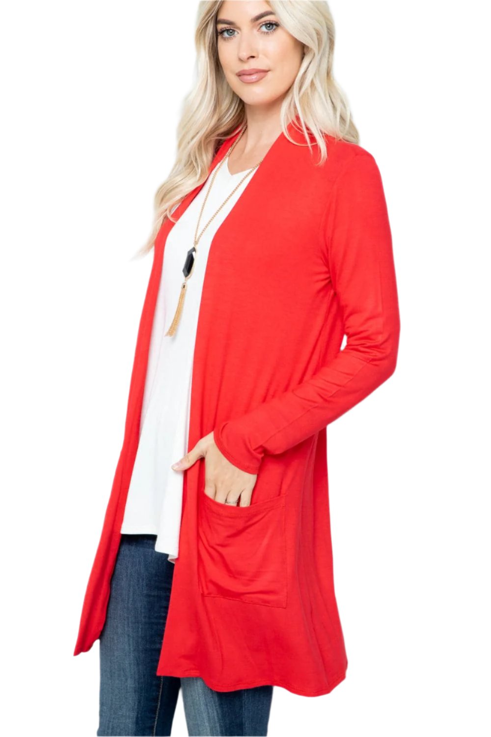 Celeste cozy open-front cardigan with functional pockets