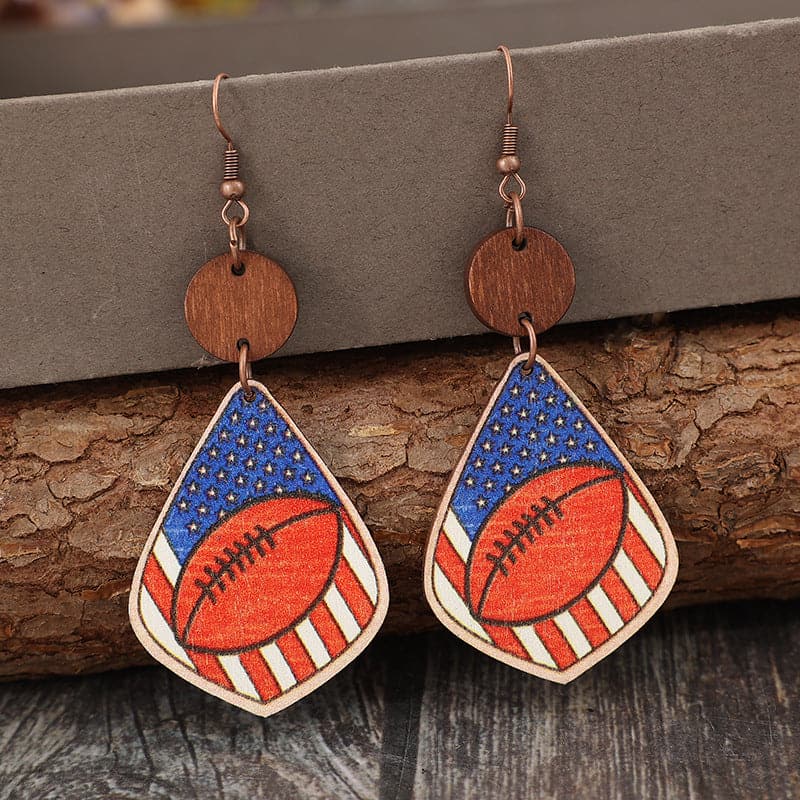 Printed Wooden Dangle Earrings.