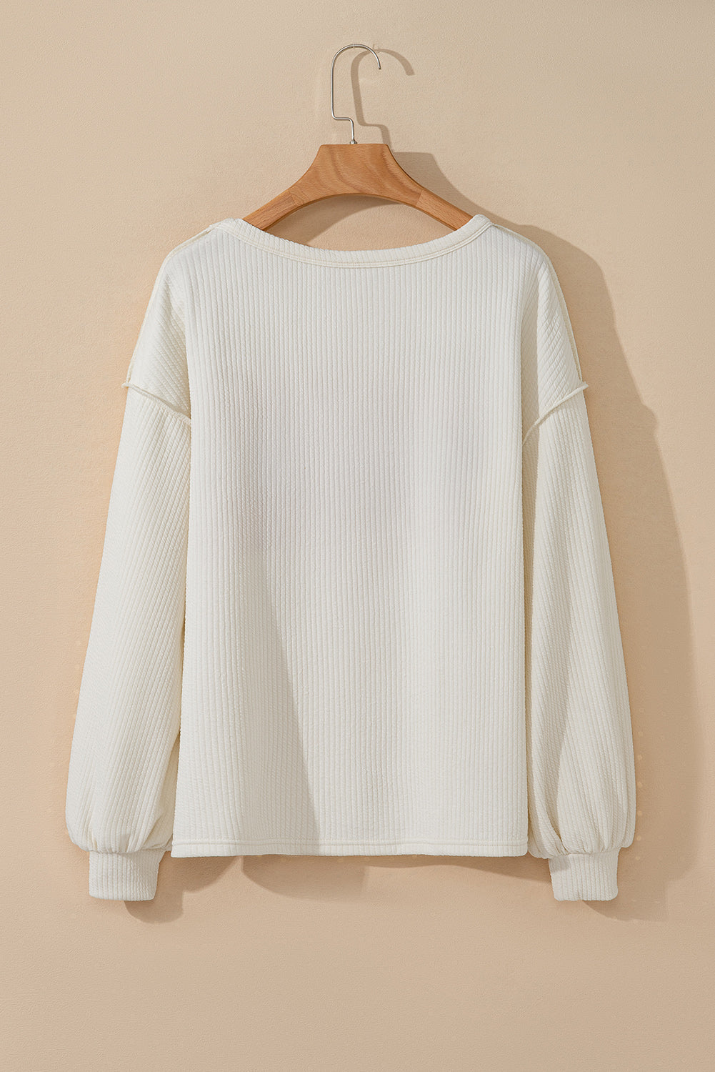 White knit drop sleeve top