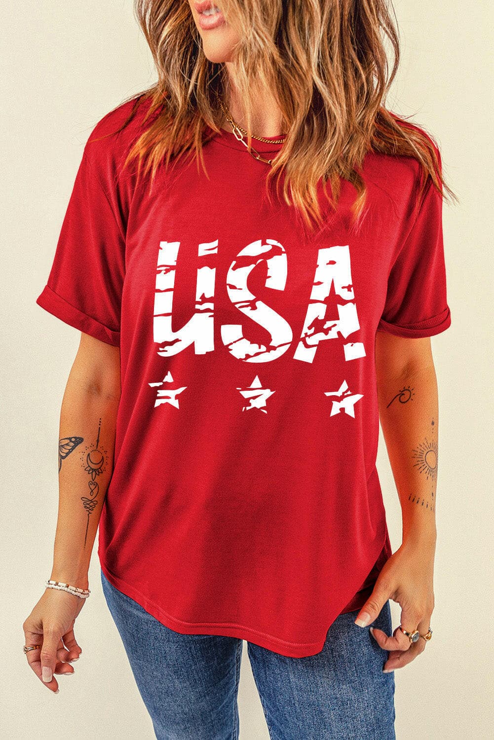 USA Round Neck Short Sleeve T-Shirt.