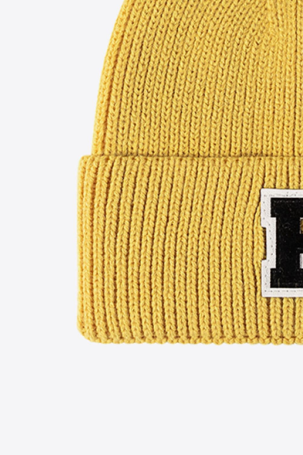 Letter Patch Cuffed Knit Beanie.