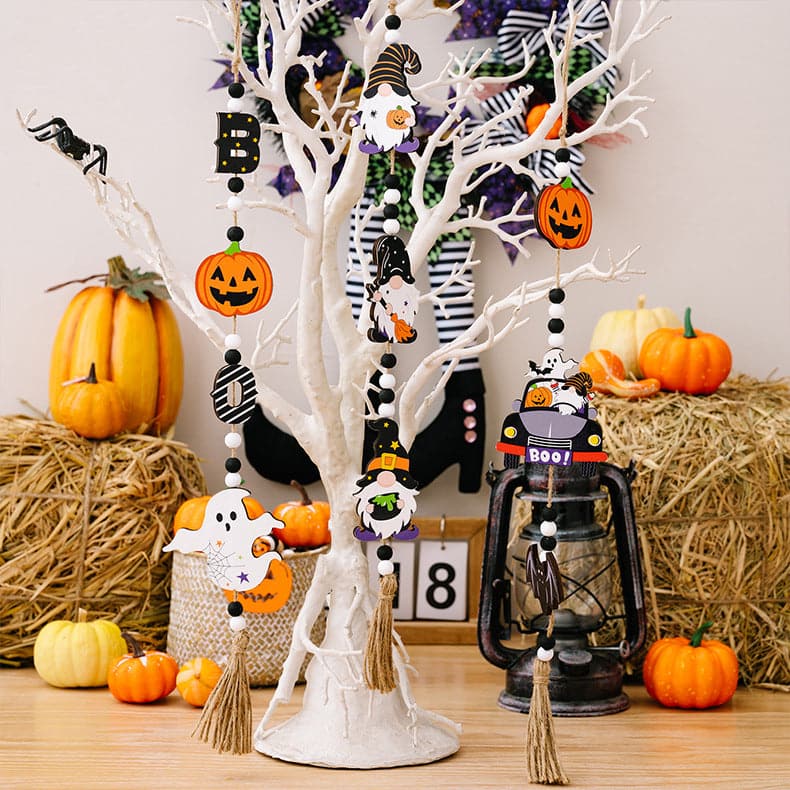 Charming wooden Halloween decorations - set of three hanging elements