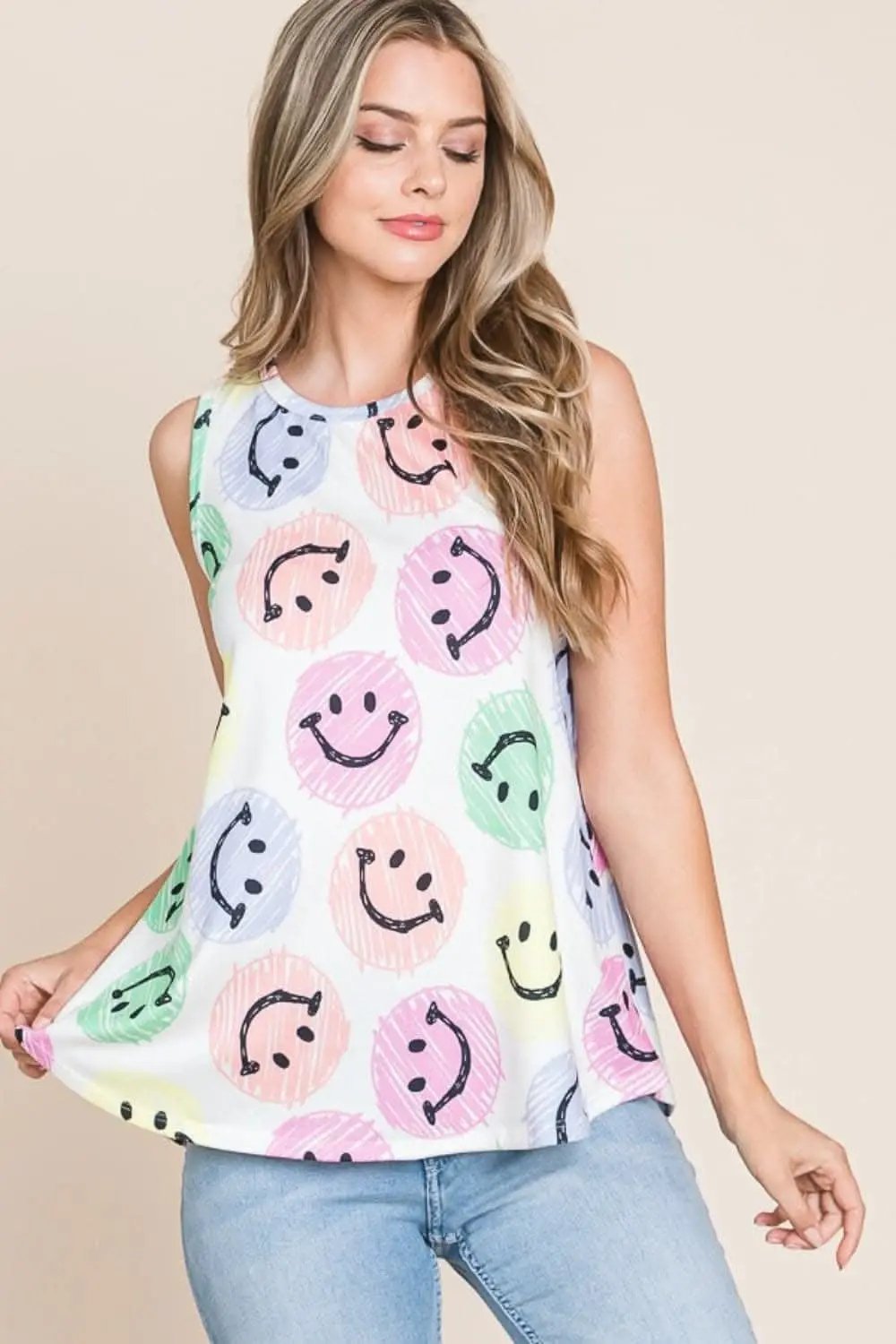 BOMBOM smiley face tank top - Love Salve 